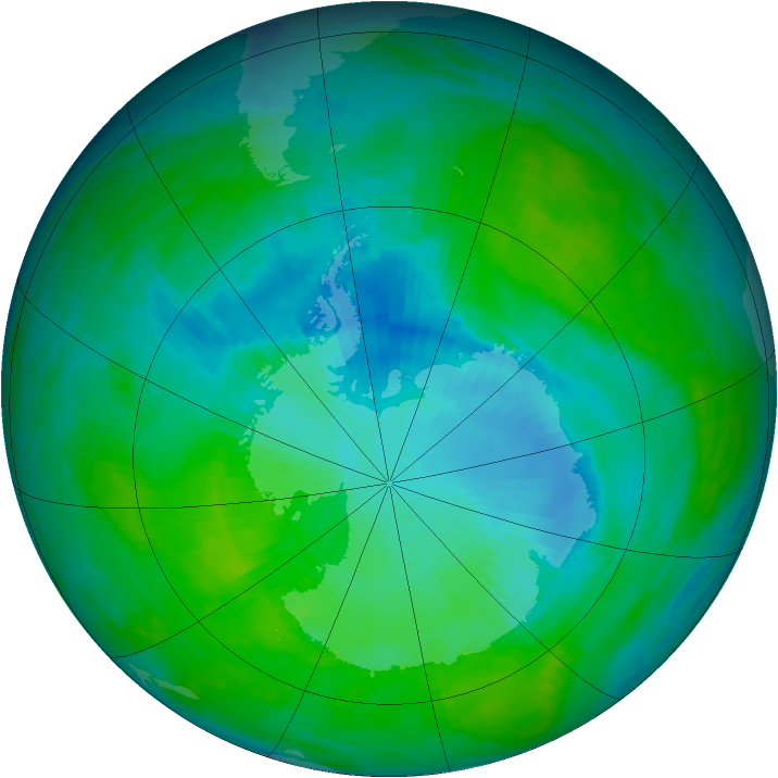 Antarctic ozone map for 19 December 1990